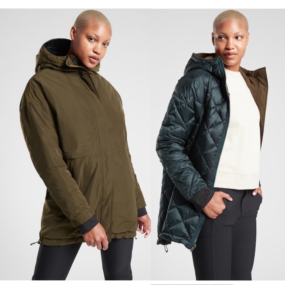 Athleta Vortex Reversible Down Jacket Parka sz M